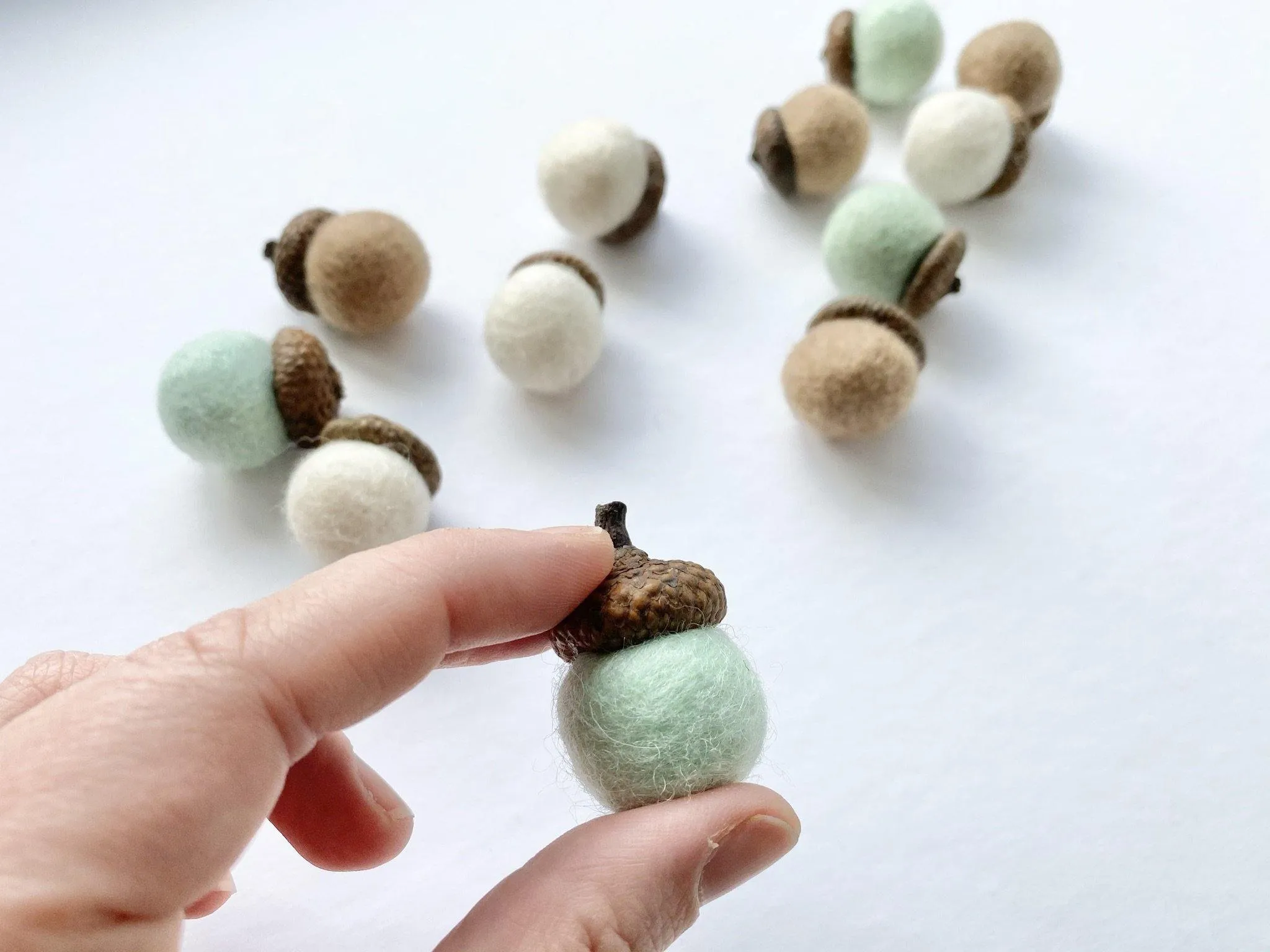 Soft Tones Wool Acorns