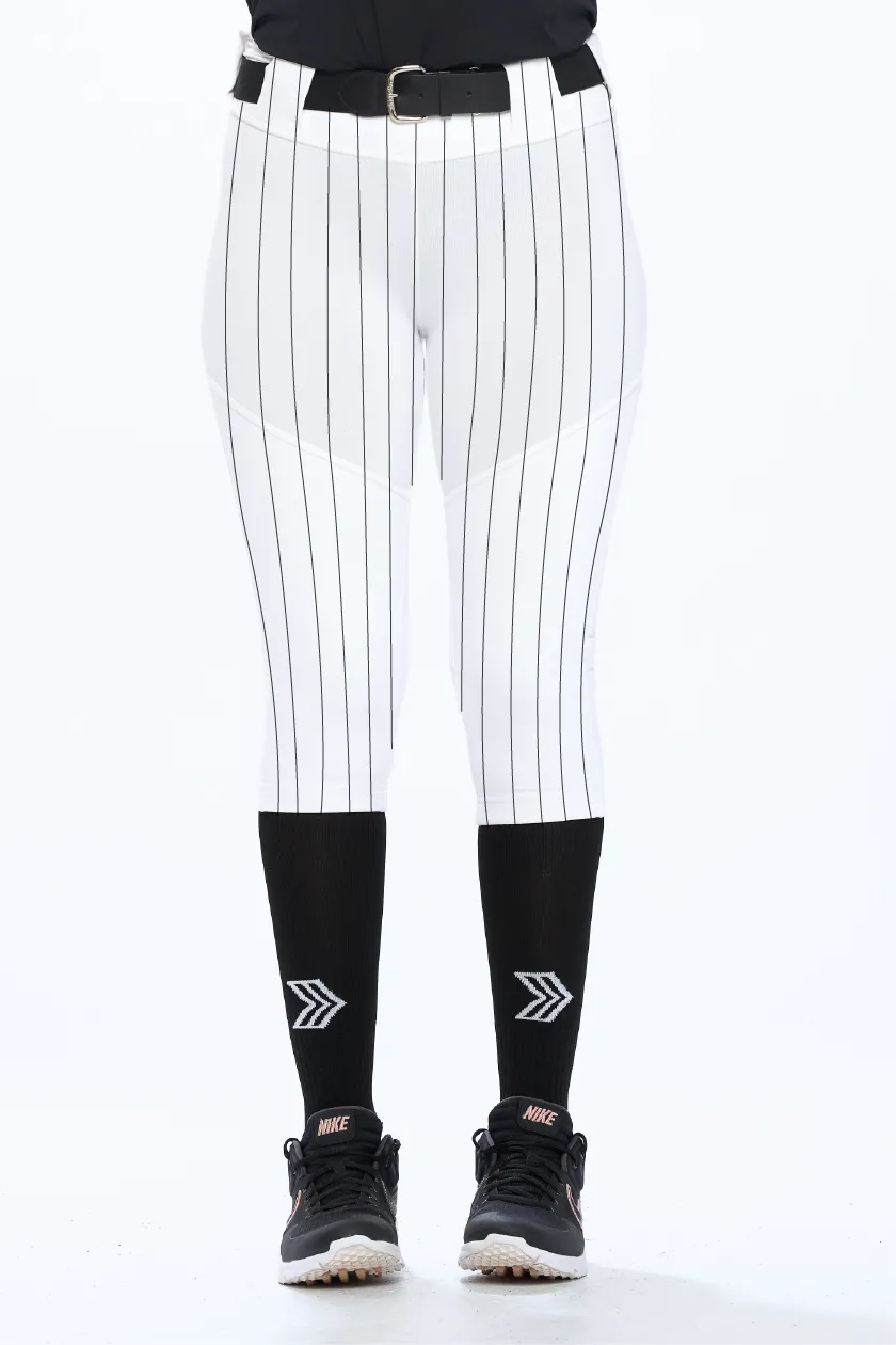 Softball Pant Beltloop White/Black Pinstripe
