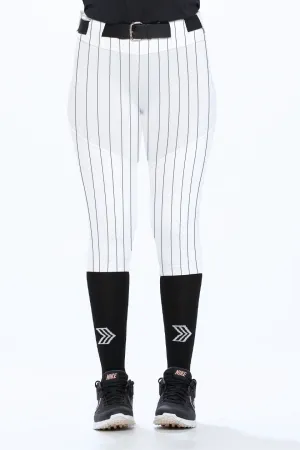 Softball Pant Beltloop White/Black Pinstripe