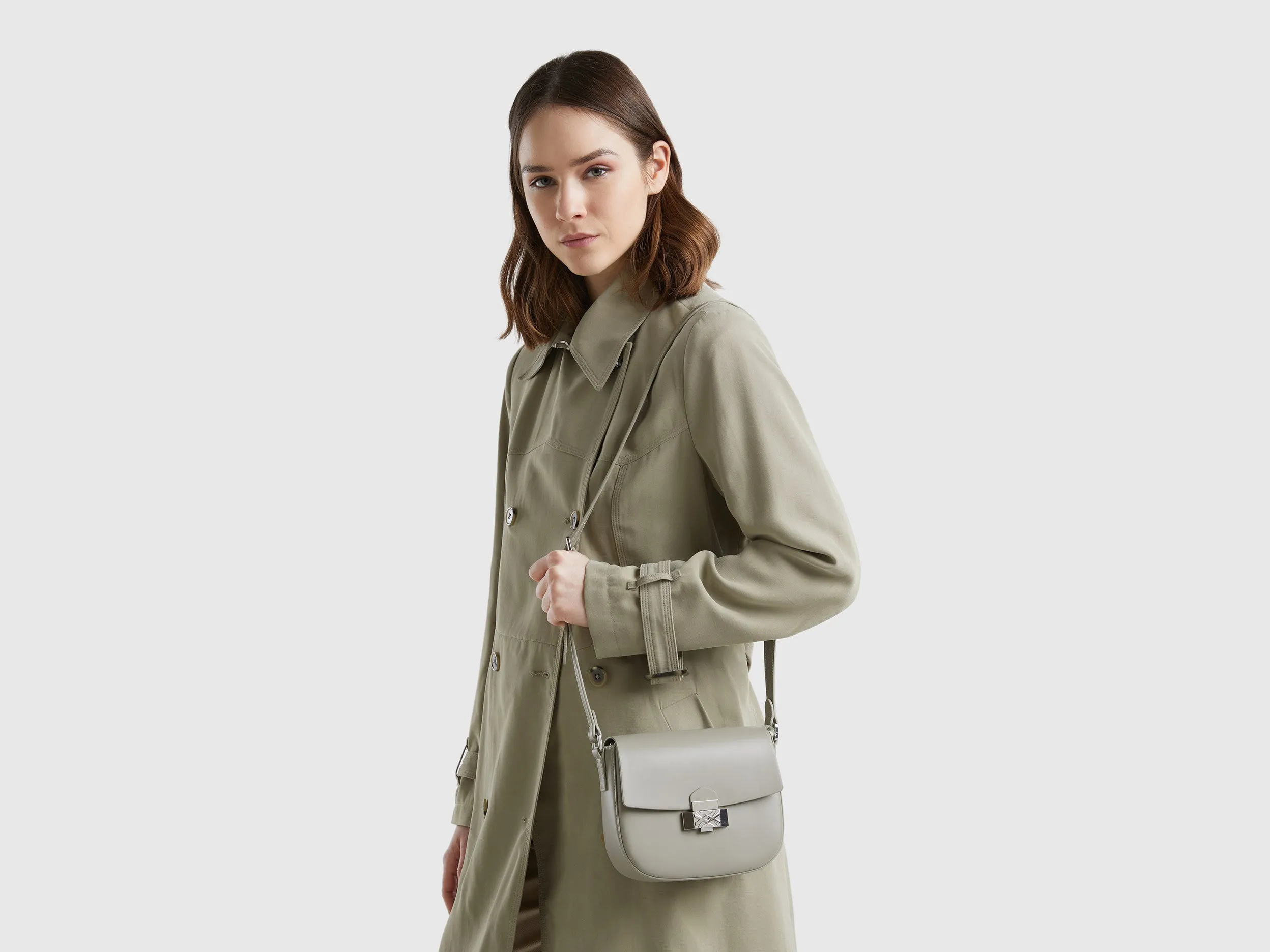 Solid Push Button Sling Bag