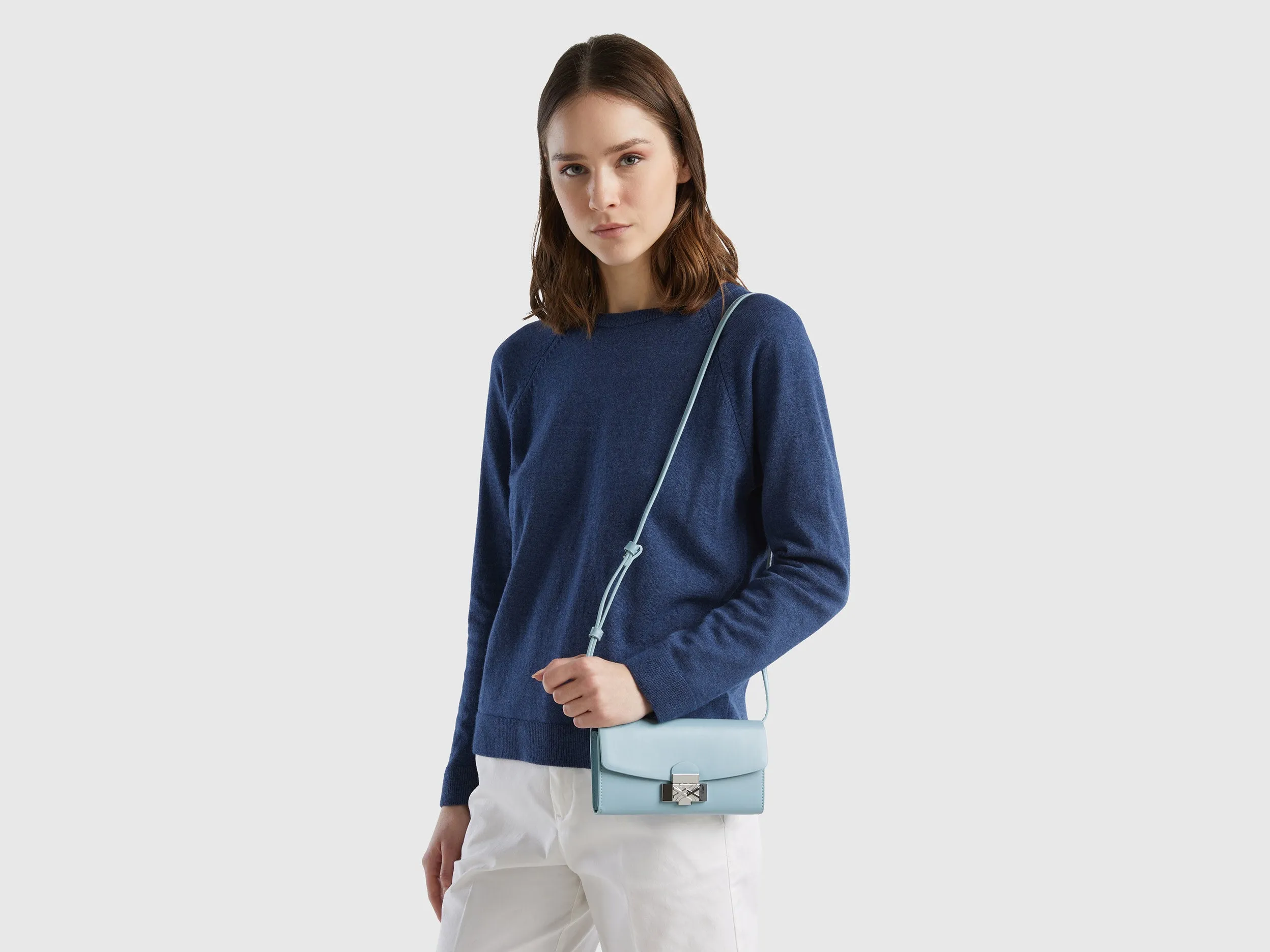 Solid Push Button Sling Bag