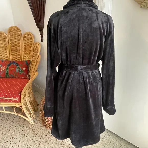 SOMA Black Plush Wrap Robe! Soft Plush In &amp; Out! Beautiful! XL L
