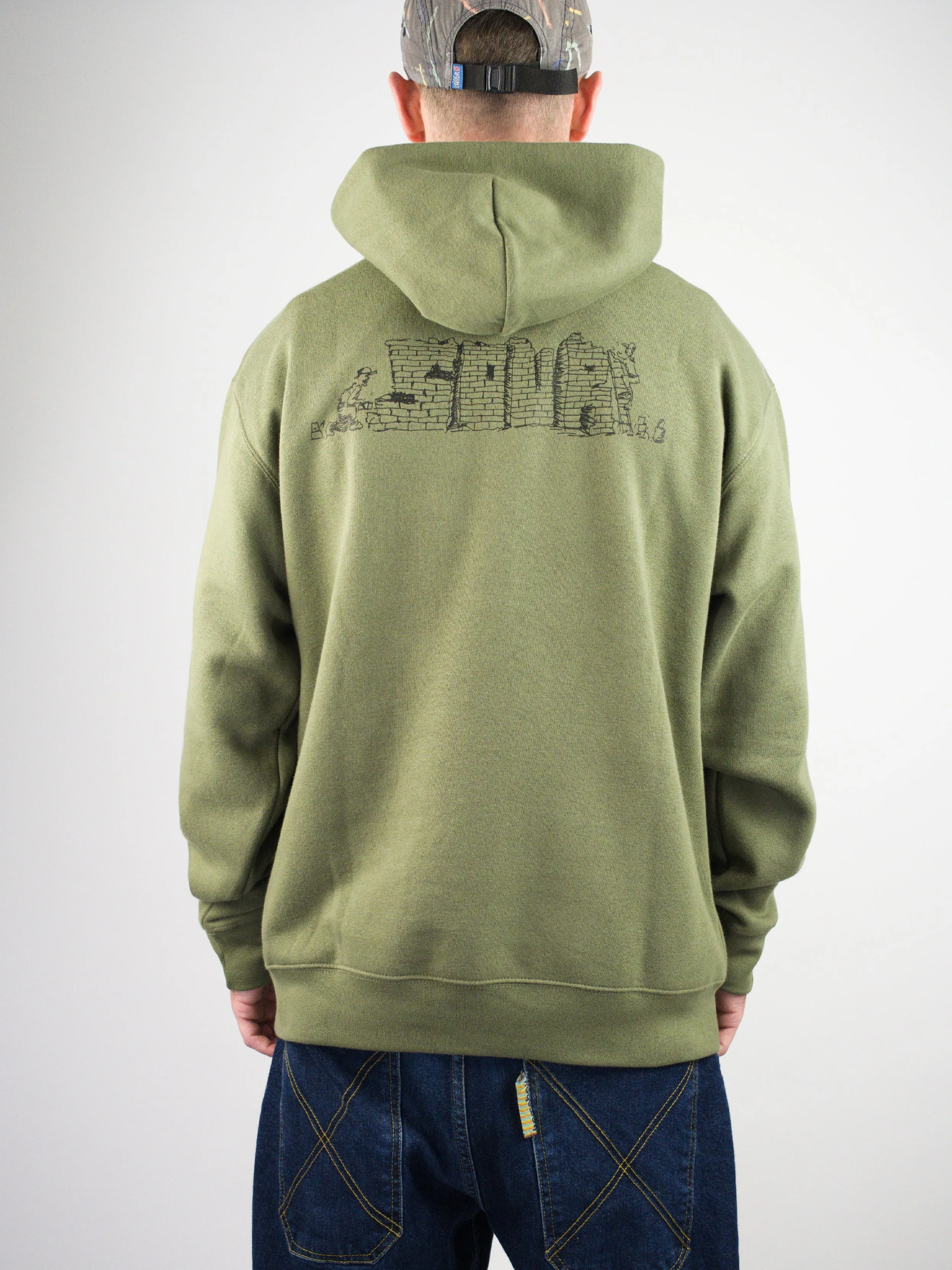 Sour Solution – Worker Pull Over Hoodie – Olive Green