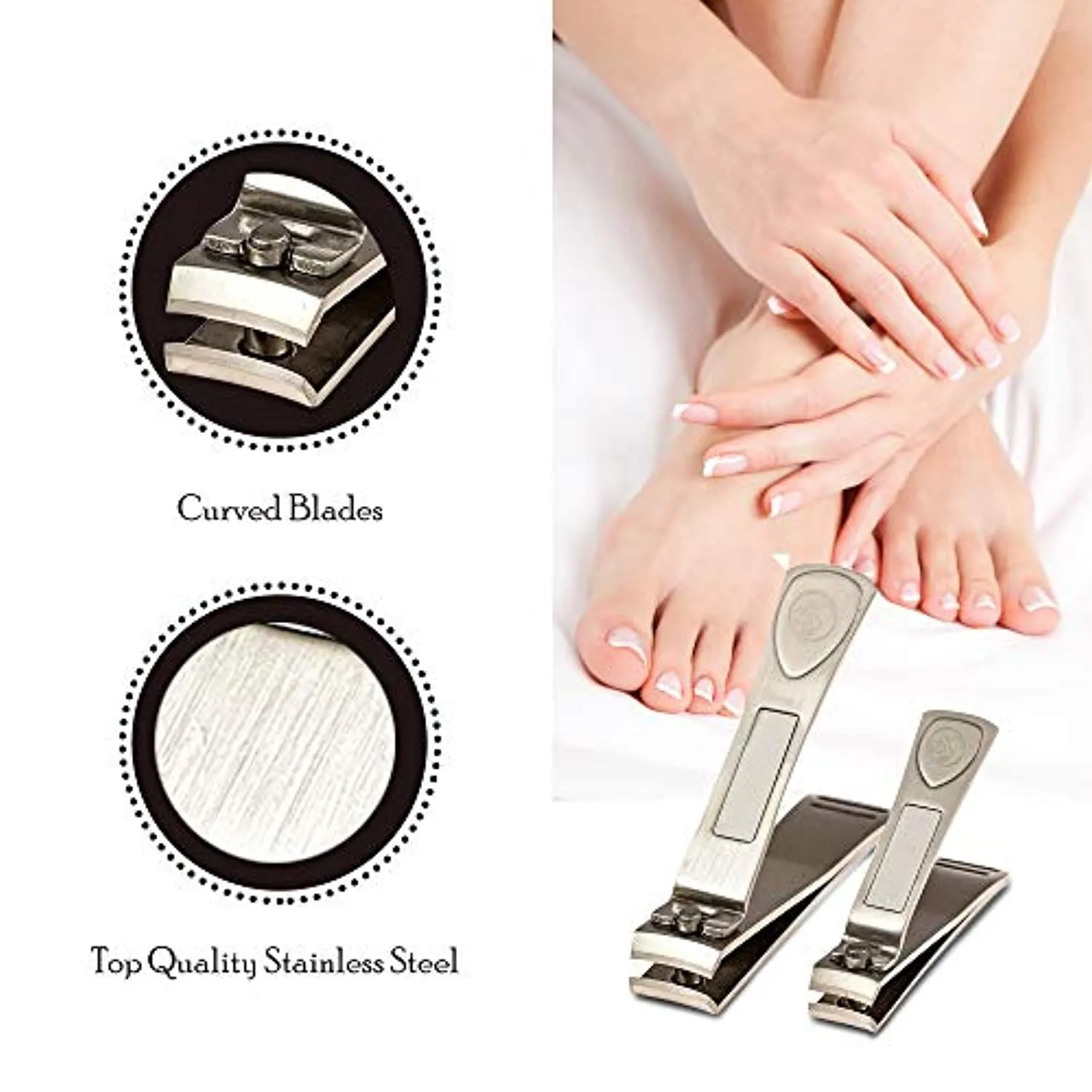 Spa's Premium Nail Clipper Set with Built-In Nail Files, Stainless Steel Fingernail Clippers and Toenail Clippers, Velvet String Carrying Pouch - Professional Spa Quality Precision Nail Care Tools