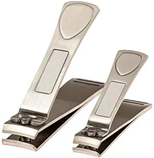 Spa's Premium Nail Clipper Set with Built-In Nail Files, Stainless Steel Fingernail Clippers and Toenail Clippers, Velvet String Carrying Pouch - Professional Spa Quality Precision Nail Care Tools
