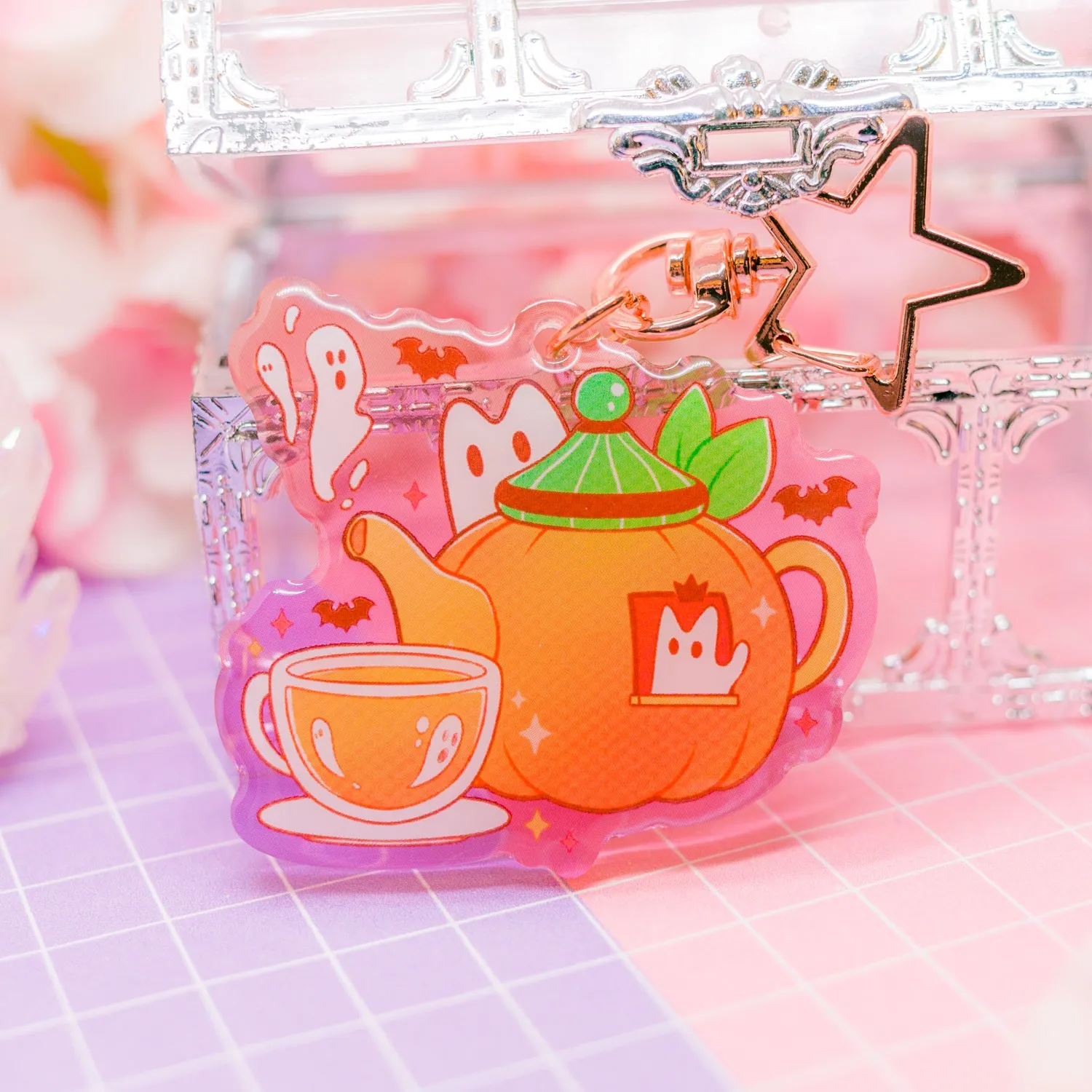 Spooky Town - Pumpkin Tea acrylic charm / keychain (gradient acrylic)