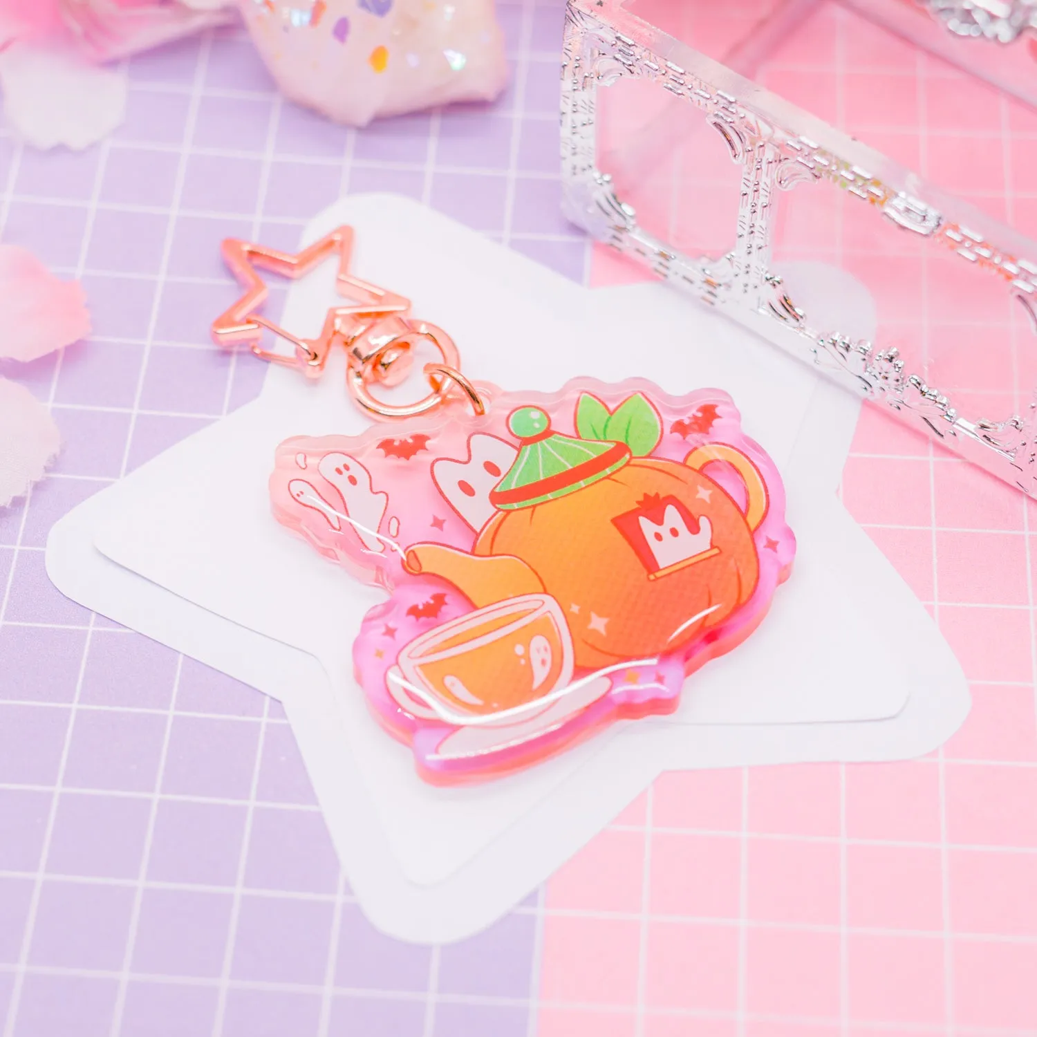 Spooky Town - Pumpkin Tea acrylic charm / keychain (gradient acrylic)