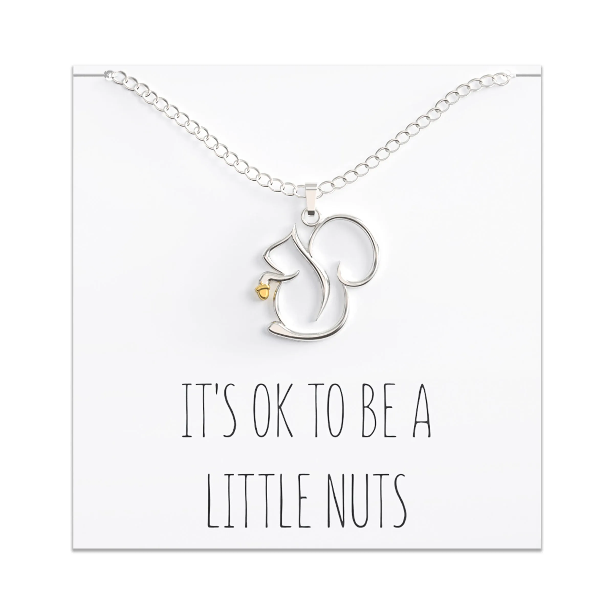 Squirrel Necklace - Charming Squirrel Pendant with Funny Message Card - Ideal Squirrel Gift for Women, Squirrel Lovers, and Wildlife Enthusiasts