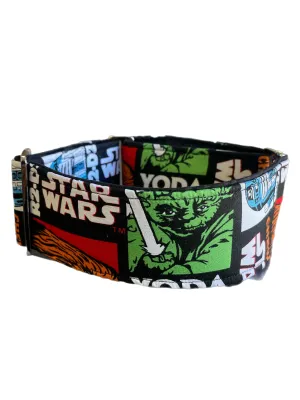 Star Wars bold greyhound Martingale collar cotton fabric covered 50mm width soft