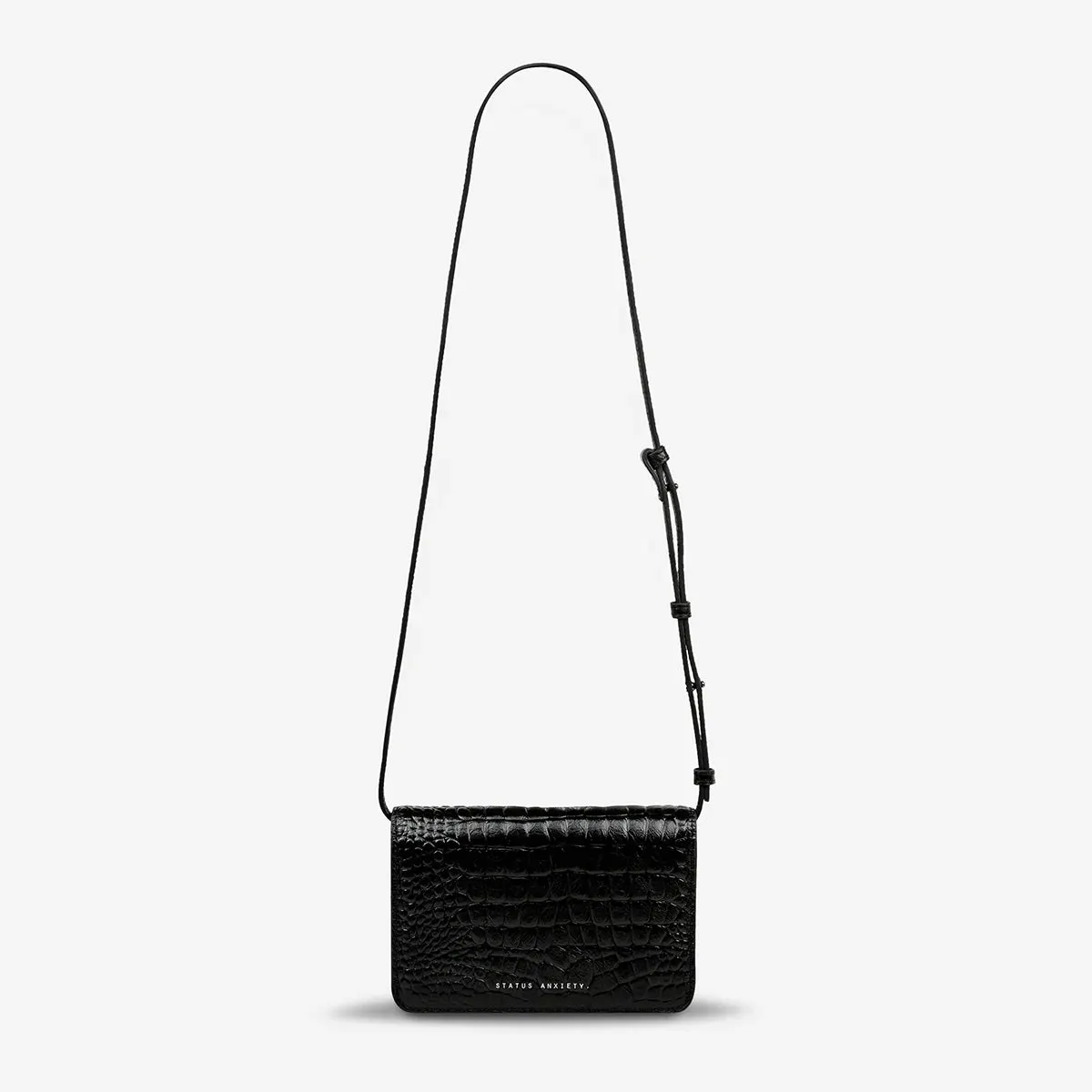 STATUS ANXIETY SHE BURNS BLACK CROC EMBOSS