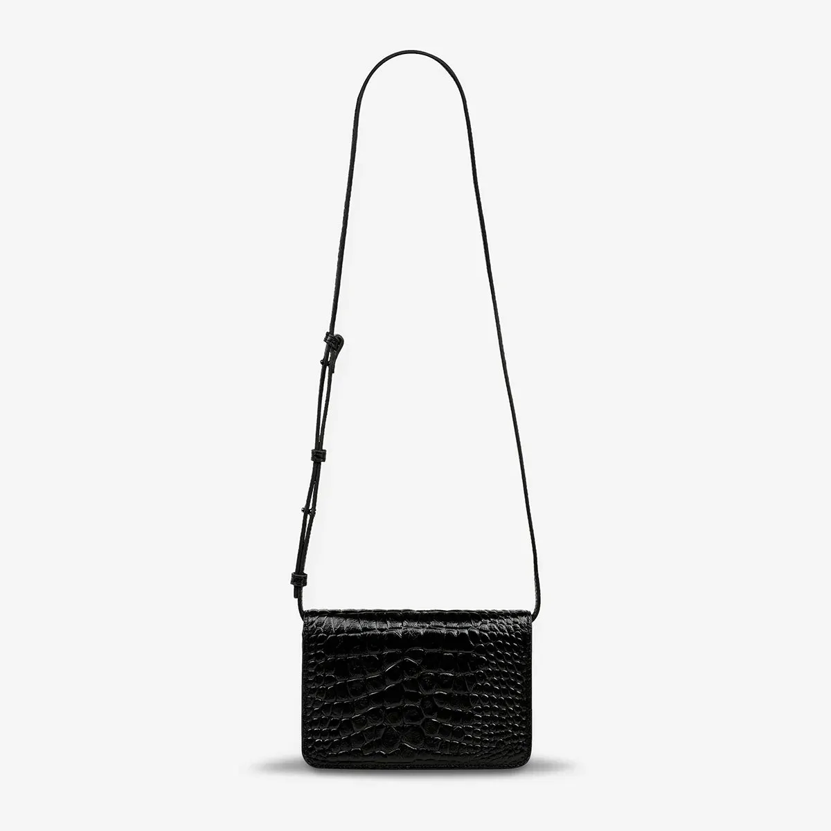 STATUS ANXIETY SHE BURNS BLACK CROC EMBOSS