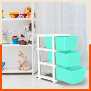 Stomo 3 Drawer Multi-Purpose Storage Organizer for Home and Office (Jade)