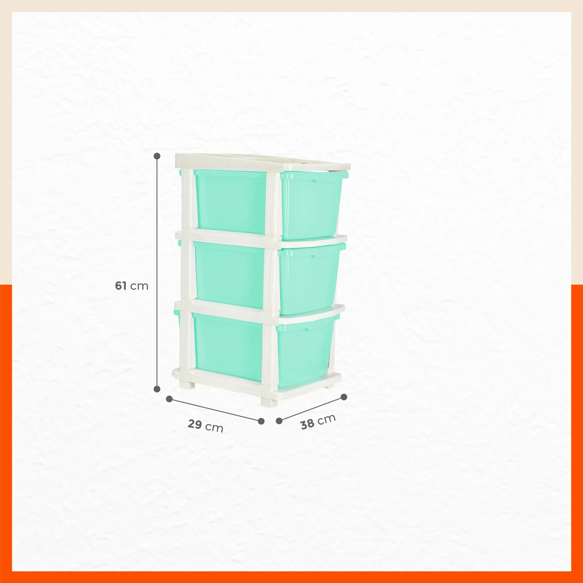 Stomo 3 Drawer Multi-Purpose Storage Organizer for Home and Office (Jade)
