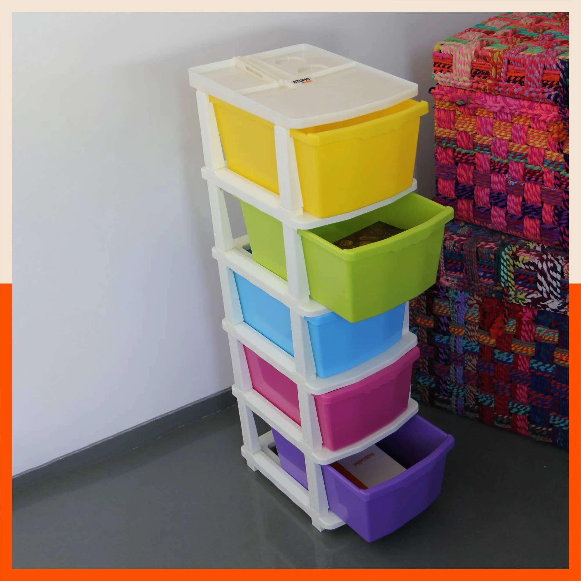 Stomo 3 Drawer Multi-Purpose Storage Organizer for Home and Office (Yellow)