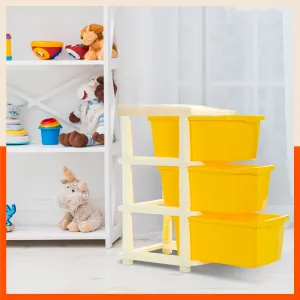 Stomo 3 Drawer Multi-Purpose Storage Organizer for Home and Office (Yellow)