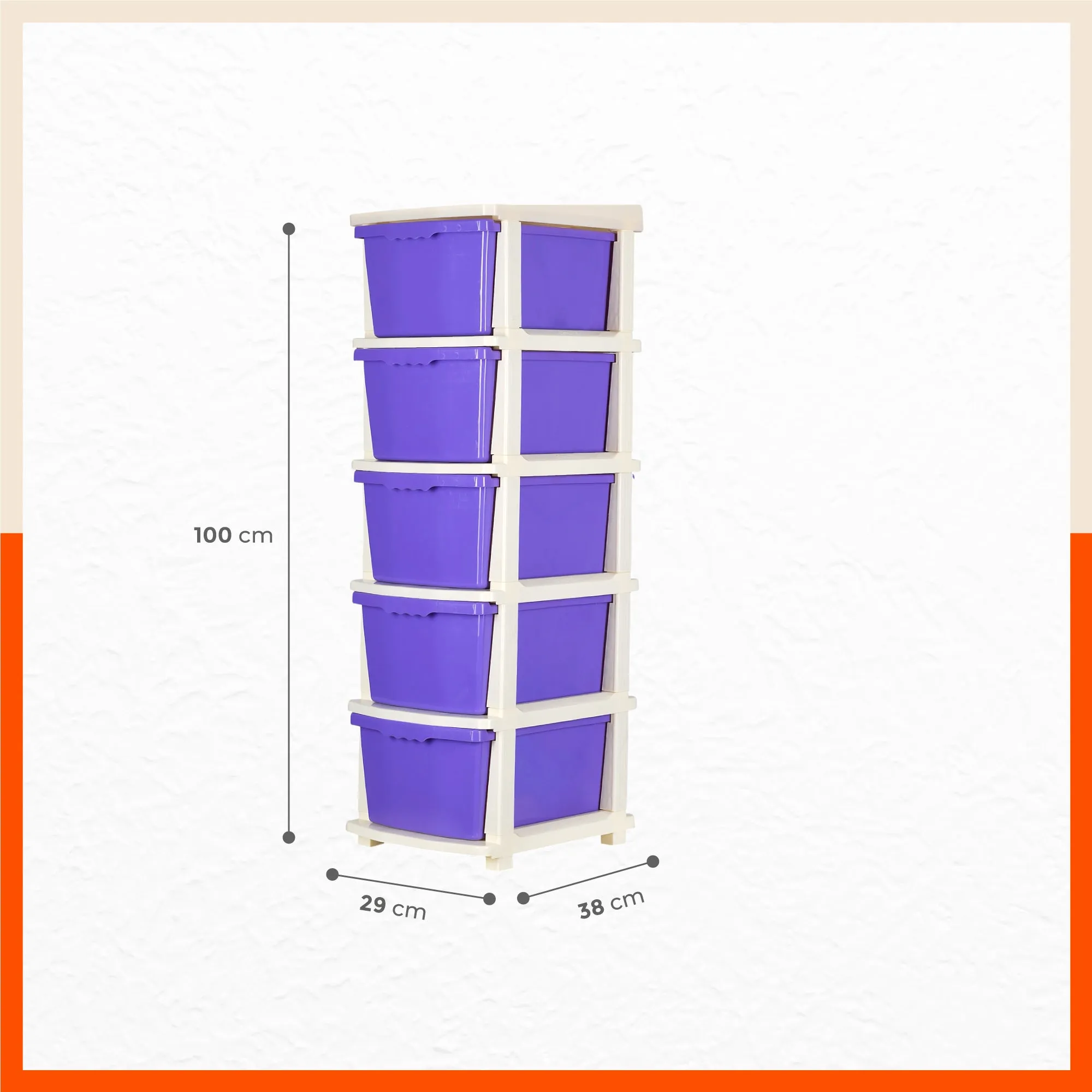 Stomo 5 Drawer Multi-Purpose Storage Organizer for Home and Office (Purple)