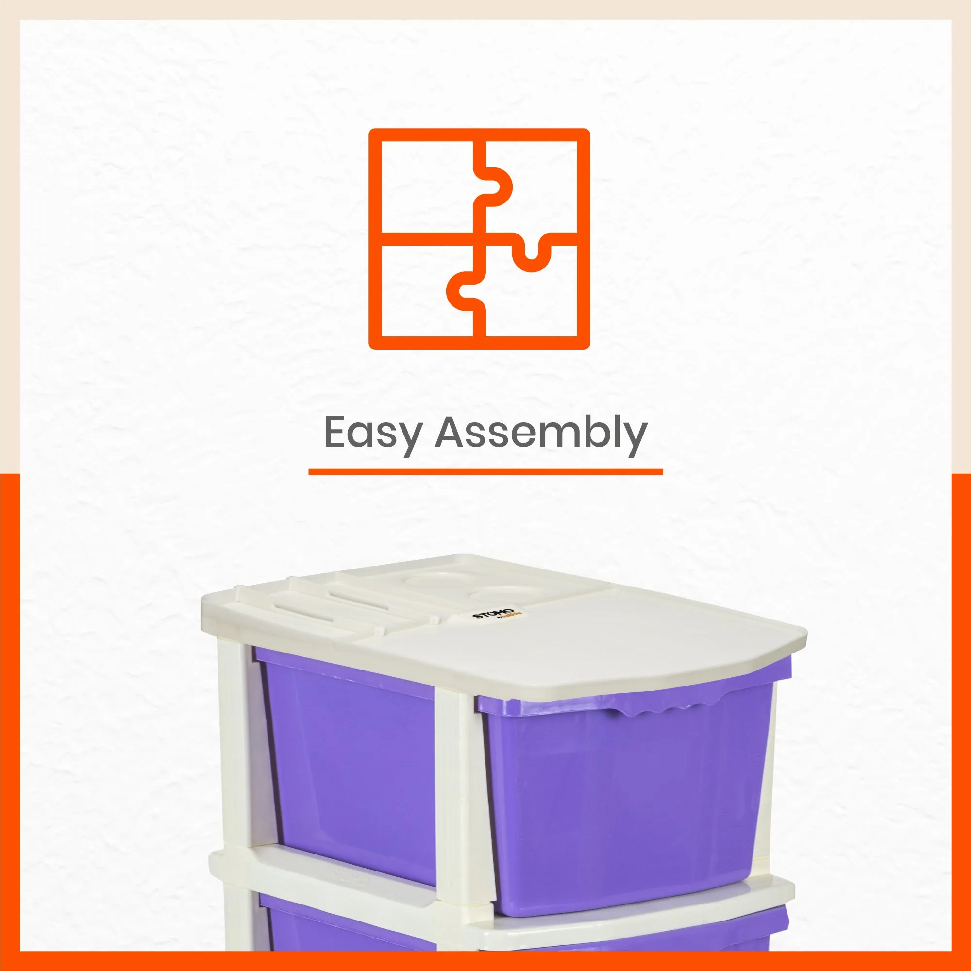 Stomo 5 Drawer Multi-Purpose Storage Organizer for Home and Office (Purple)