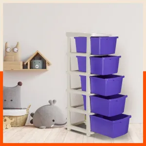 Stomo 5 Drawer Multi-Purpose Storage Organizer for Home and Office (Purple)