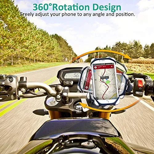 Tarkan Universal Bike Mount Silicone Mobile Holder, 360° Rotating Handlebar Stand for Bicycle, Motorcycle, Scooty Fits All Smartphones (Black)