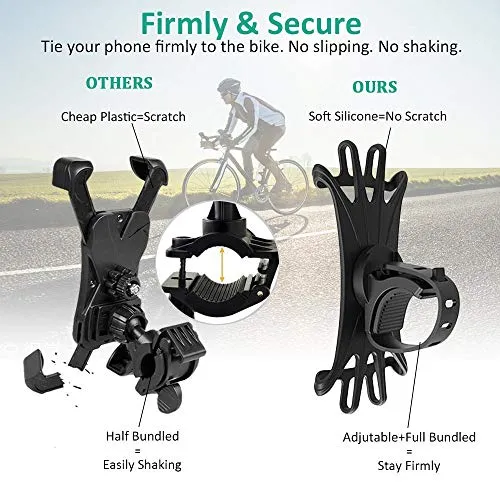 Tarkan Universal Bike Mount Silicone Mobile Holder, 360° Rotating Handlebar Stand for Bicycle, Motorcycle, Scooty Fits All Smartphones (Black)
