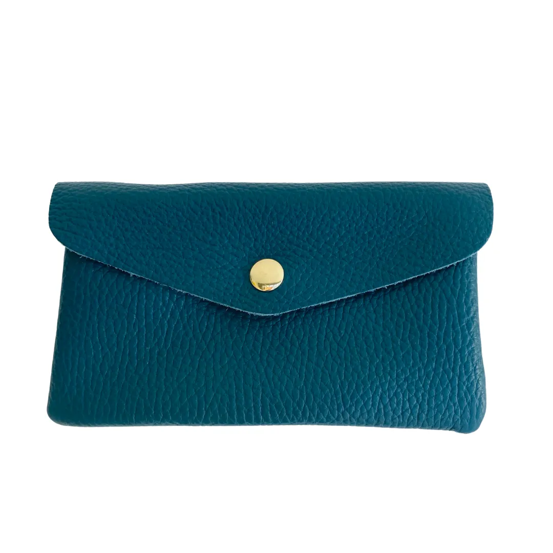 Teal Soft Leather Wide Purse
