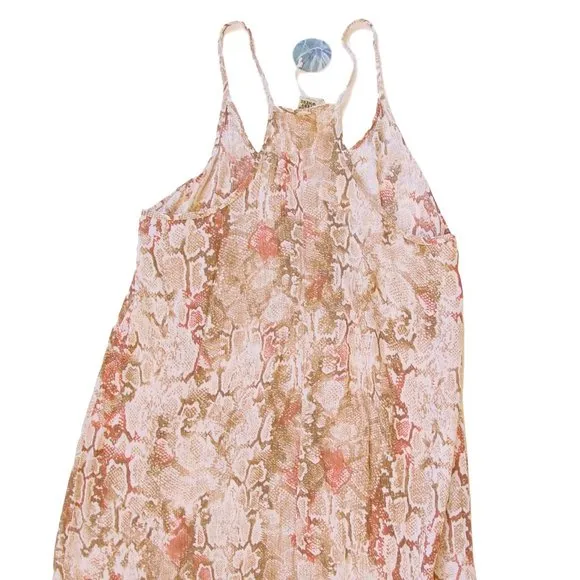 TEMPLE RO $168 Snake Print Boho Racer-Back Maxi Dress M - NEW - Made in USA