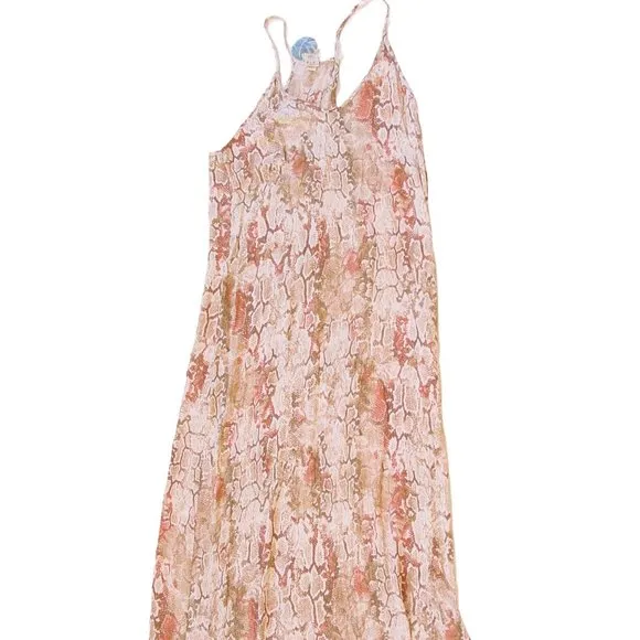 TEMPLE RO $168 Snake Print Boho Racer-Back Maxi Dress M - NEW - Made in USA