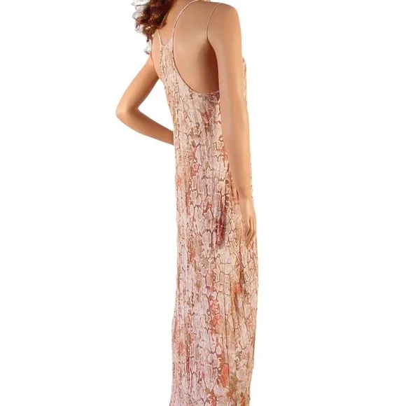 TEMPLE RO $168 Snake Print Boho Racer-Back Maxi Dress M - NEW - Made in USA