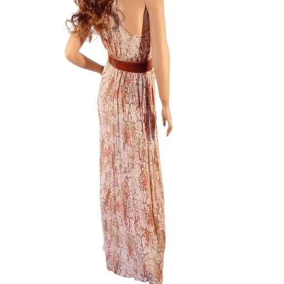 TEMPLE RO $168 Snake Print Boho Racer-Back Maxi Dress M - NEW - Made in USA