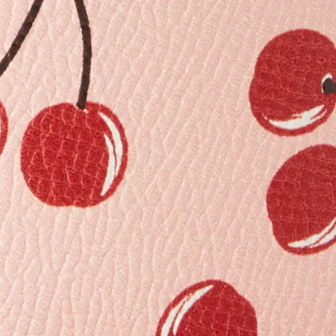 Textured Imitation Leather with Pink Pear Pattern and Secure Metal Buckle