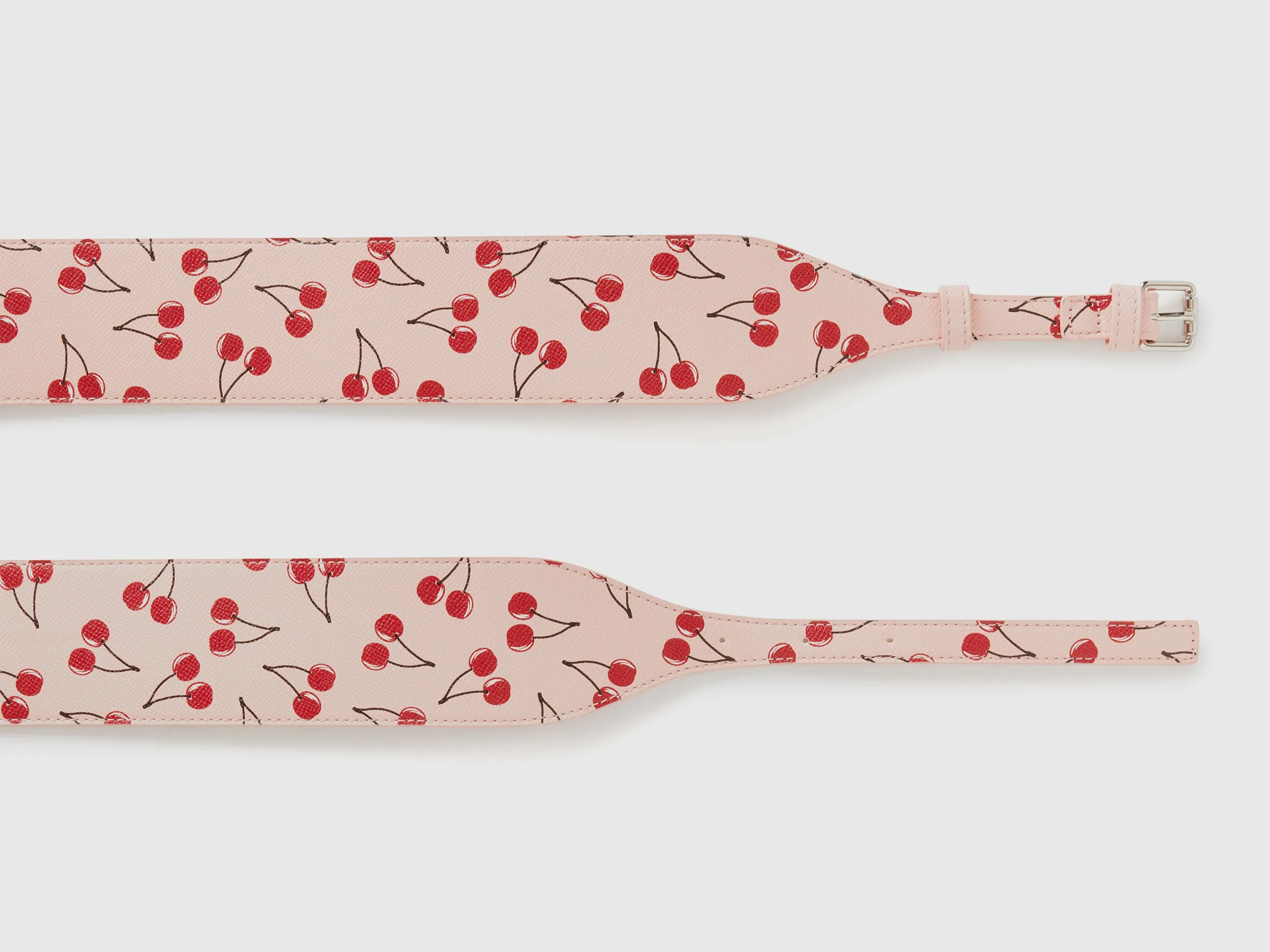 Textured Imitation Leather with Pink Pear Pattern and Secure Metal Buckle