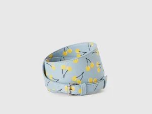 Textured Imitation Leather with Yellow Cherry Pattern and Secure Metal Buckle