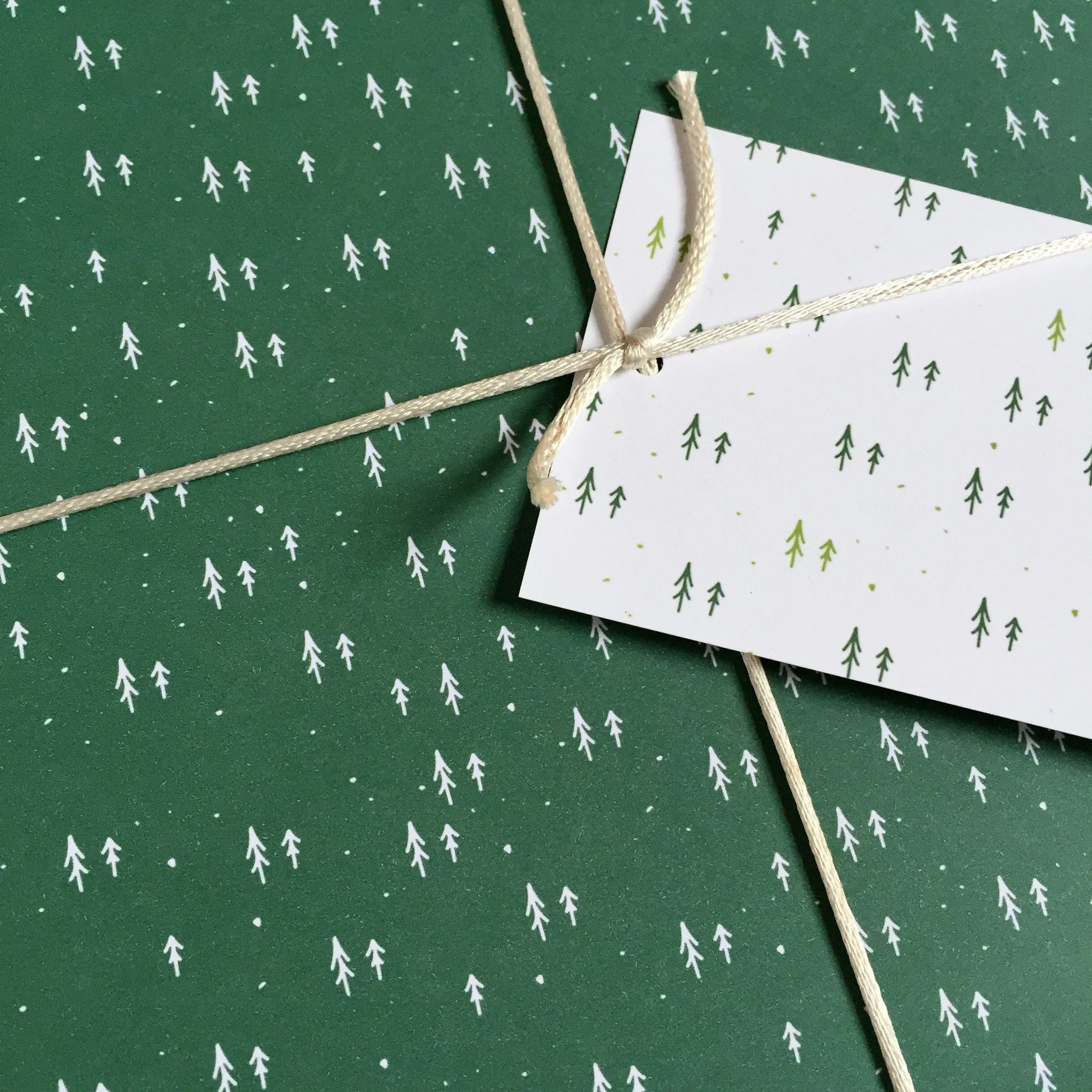 Tiny Trees Green Wrapping Paper Set