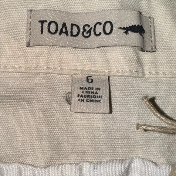 Toad&amp;Co Organic Cotton Spandex Mini Skirt | Front Buttons | Cream | Size 6