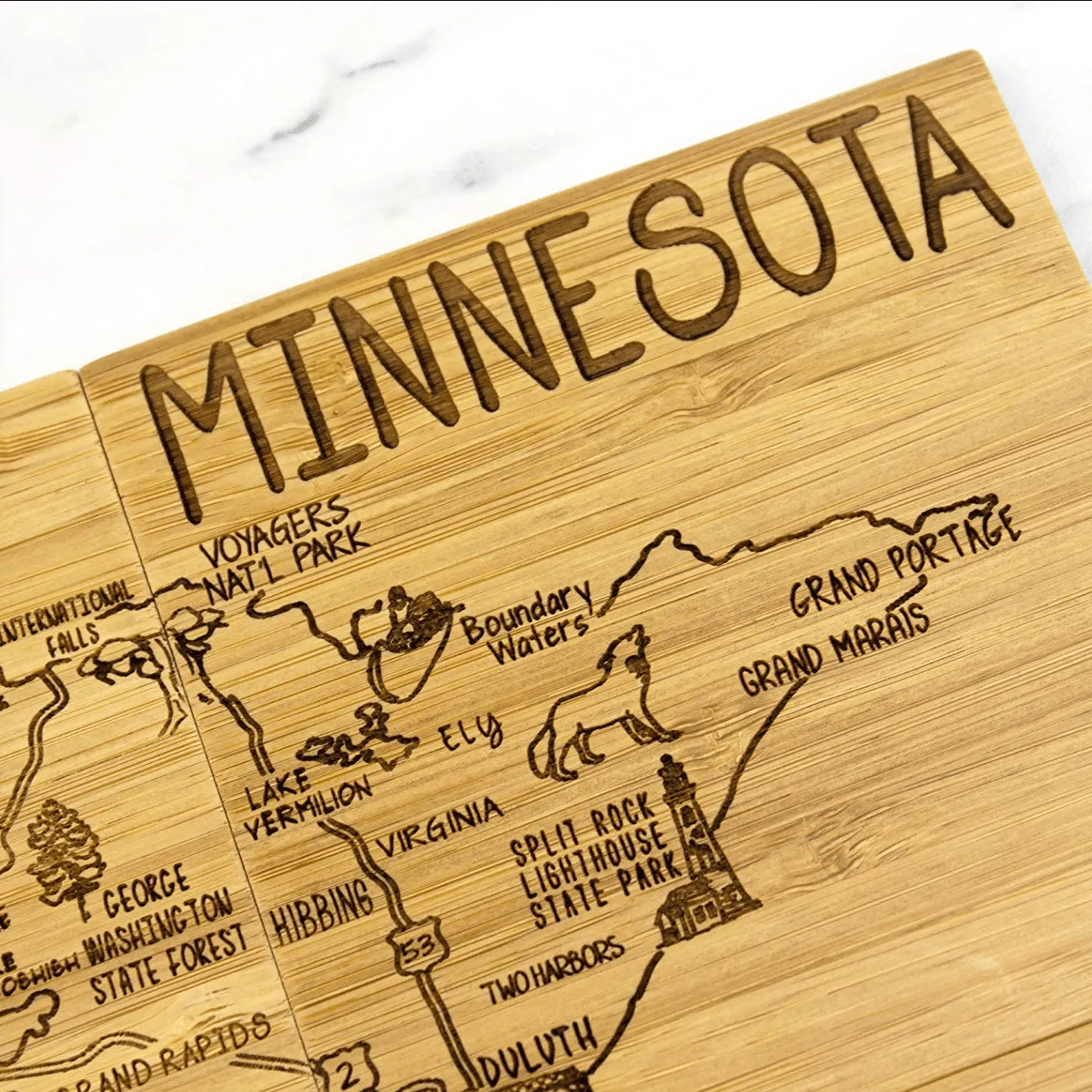 Totally Bamboo Minnesota State Puzzle 4 Piece Bamboo Coaster Set with Case