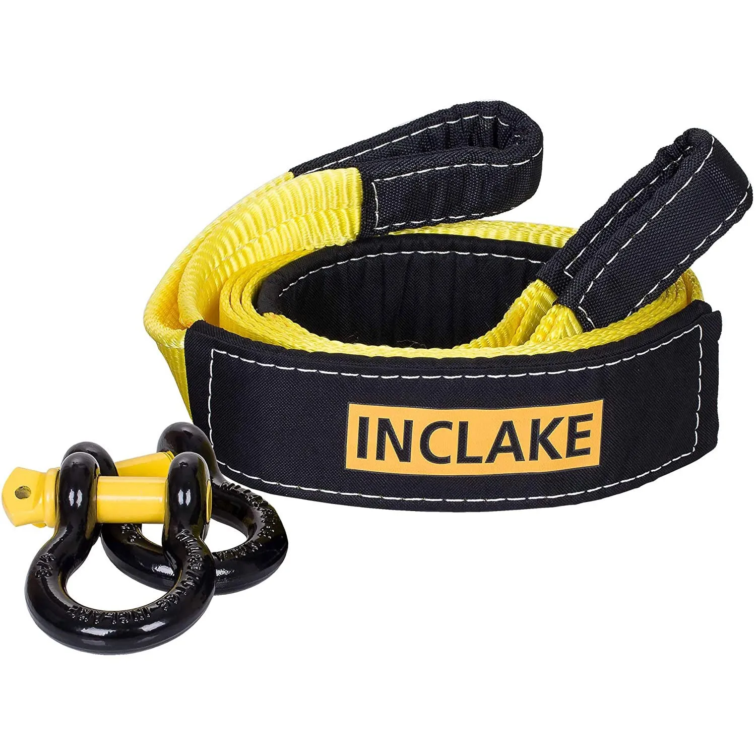 Tow Strap Recovery Kit-3' x 10ft (30,000 lbs. Break Strength)  3/4" D Ring Shackles （62,831 LBS Break Strength）(2pcs.)-Heavy Duty Recovery Kit -Off Road Towing Accessory for Jeeps & Trucks