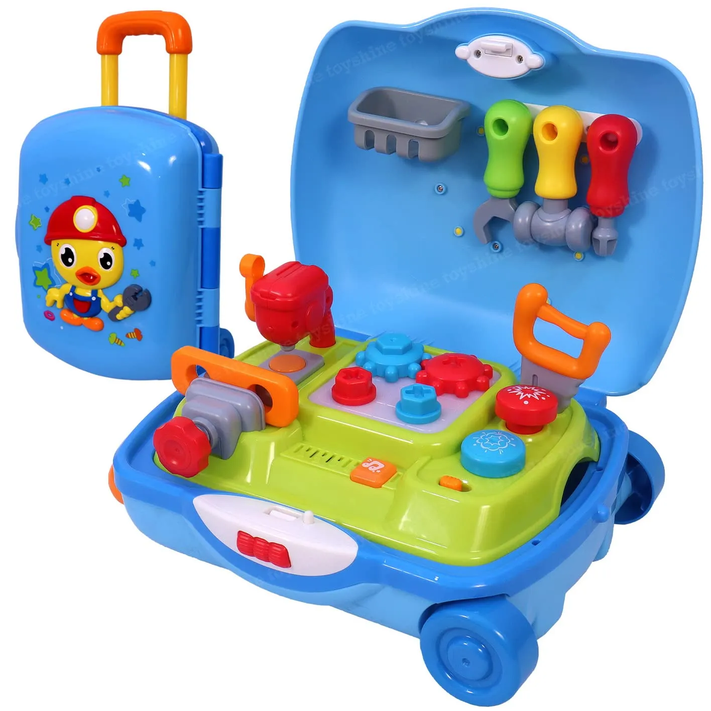 Toyshine 2 in 1 Carry Along Tool Set Pretend Play Toy, Pretend Play Learning Toy for Boys Girls Kids Toddler 3 4 5 6 Year- Ola