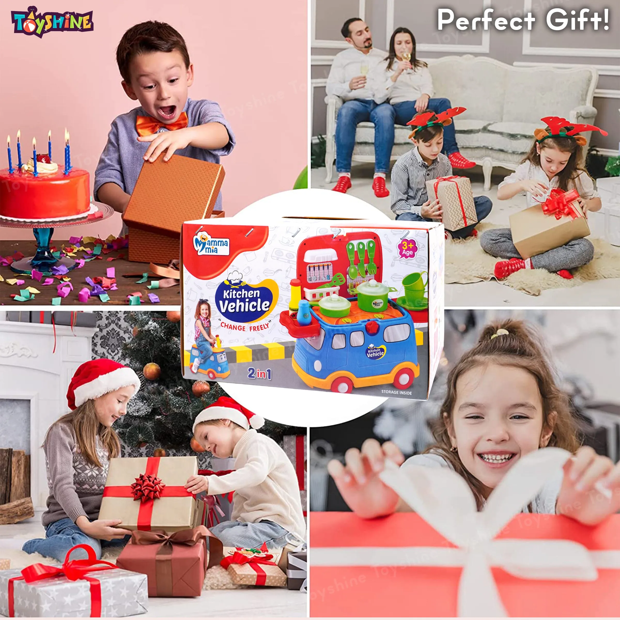 Toyshine 2 in 1 Master Chef Cum Mini Bus Vehicle Play Food Toy Set with Sound for Age 3  
