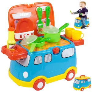 Toyshine 2 in 1 Master Chef Cum Mini Bus Vehicle Play Food Toy Set with Sound for Age 3  