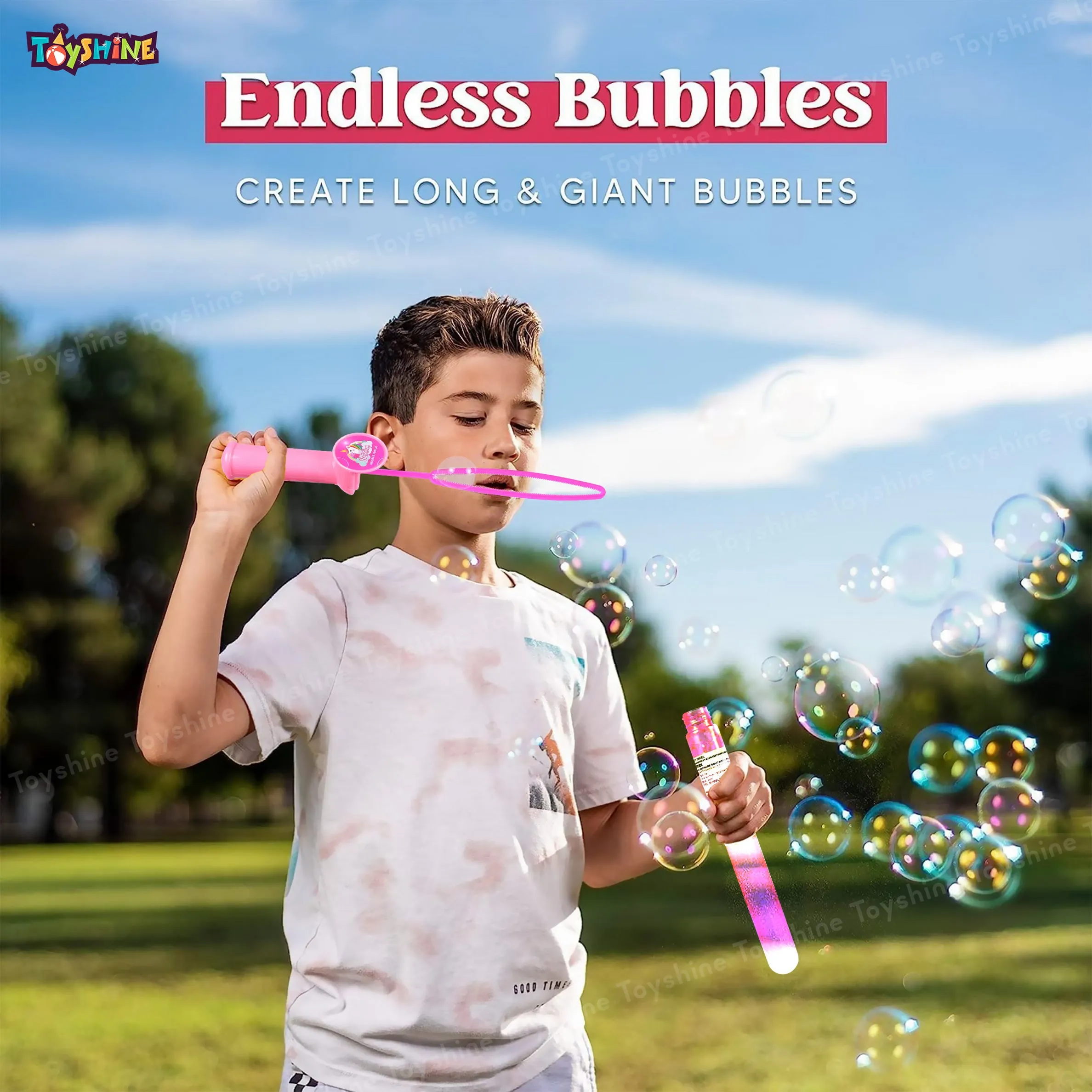 Toyshine 24 Pack Bubble Wands (12 inches) for Children Party Favors Birthday Return Gift for Boys Girls 3  (Pink)