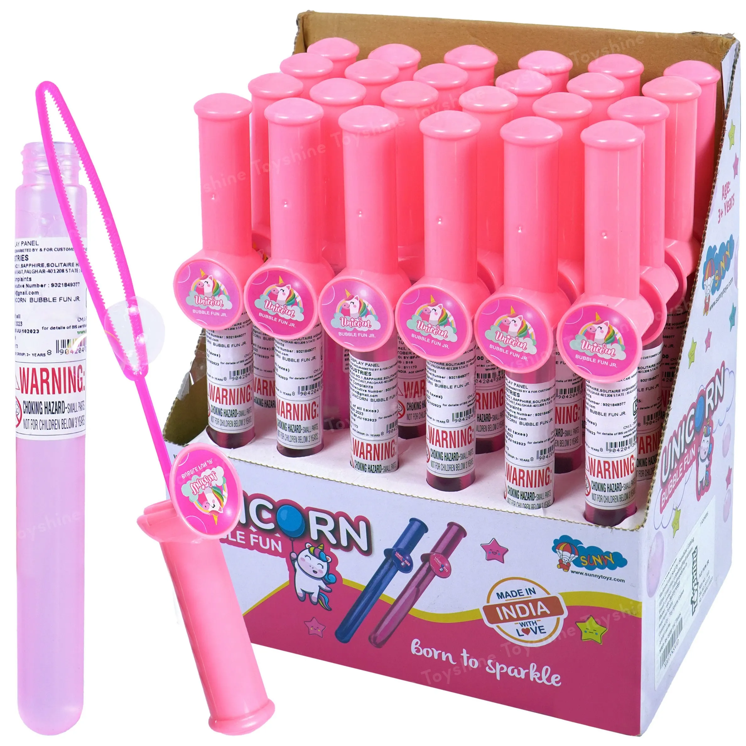 Toyshine 24 Pack Bubble Wands (12 inches) for Children Party Favors Birthday Return Gift for Boys Girls 3  (Pink)