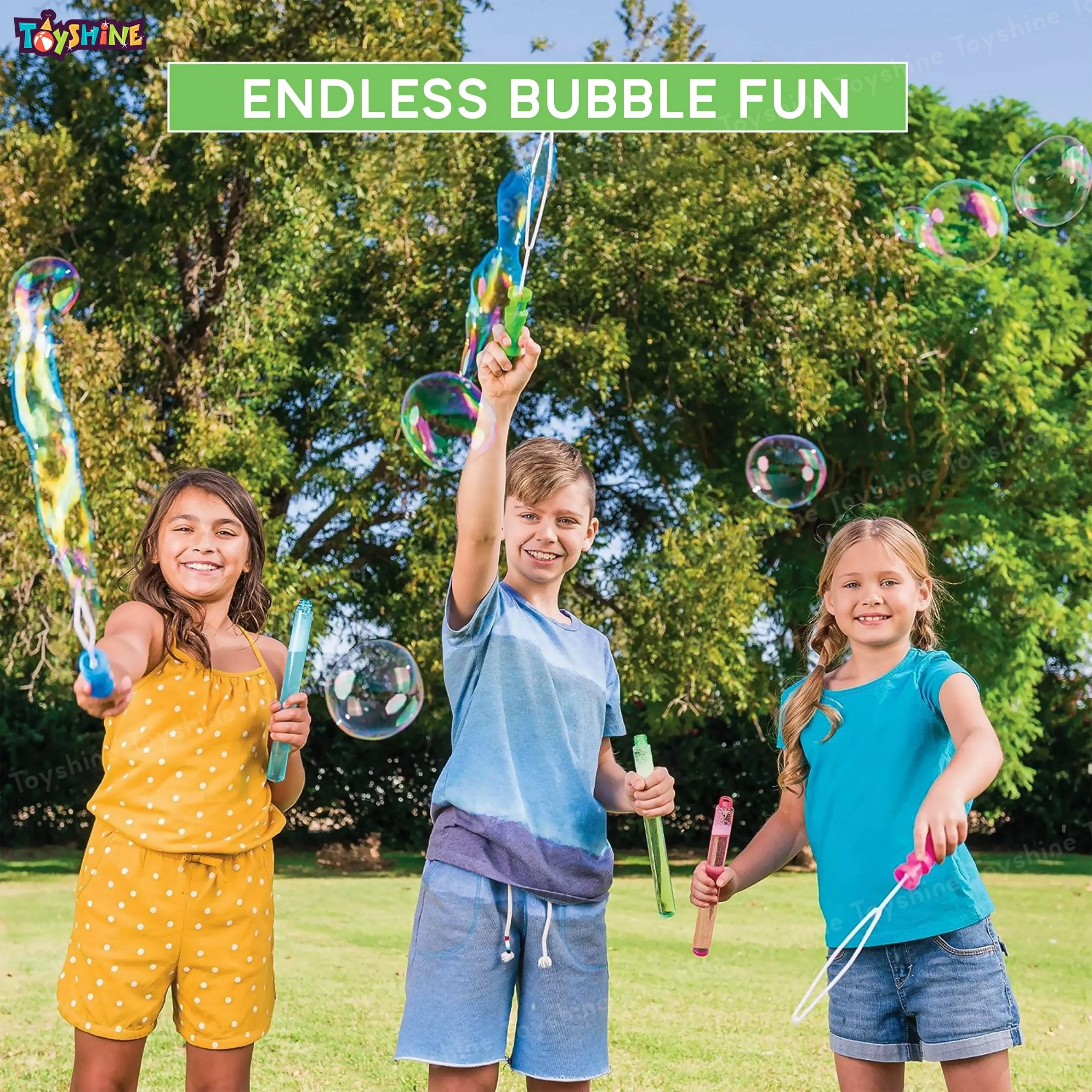 Toyshine 24 Pack Bubble Wands (12 inches) for Children Party Favors Birthday Return Gift for Boys Girls 3  (Pink)