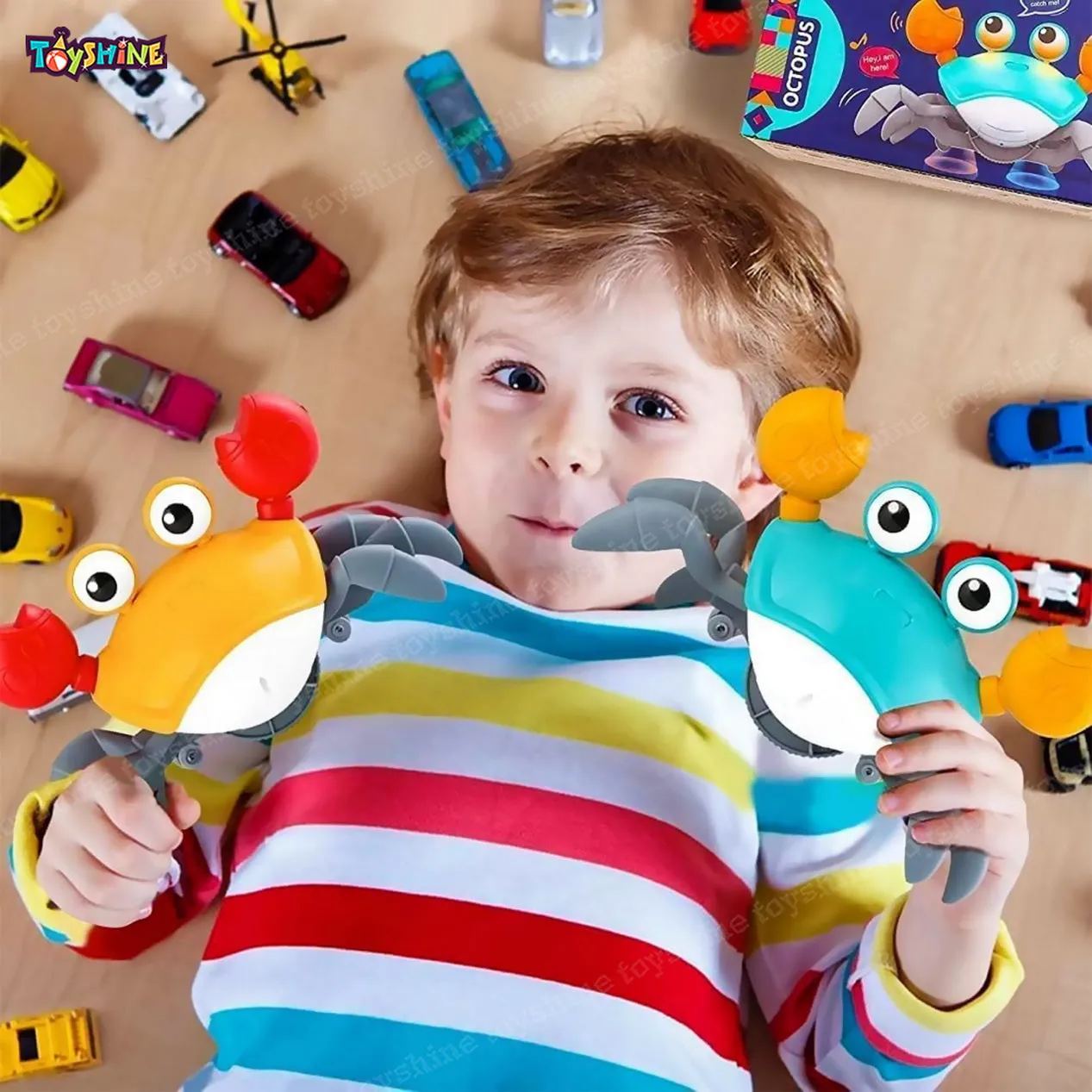 Toyshine Cute Walking Moving Dancing Crab Learning Crawl Sensory Interactive USB Rechargeable Toy Gift for 3 Babies Infant Toddler Kid Boys Girls