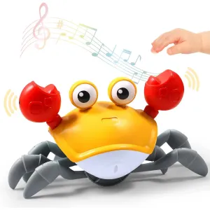Toyshine Cute Walking Moving Dancing Crab Learning Crawl Sensory Interactive USB Rechargeable Toy Gift for 3 Babies Infant Toddler Kid Boys Girls