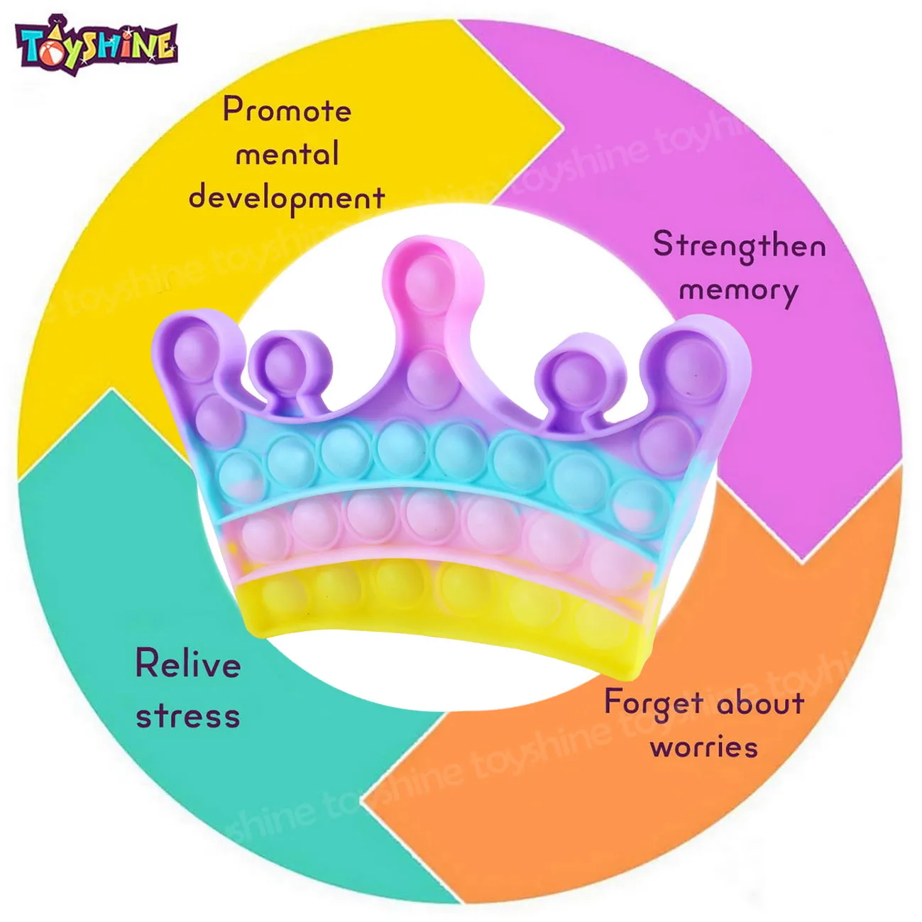 Toyshine Pack of 1- CrownDesign - Fidget Popping Sounds Toy, Pop Bubble, BPA Free Silicone, Push Bubbles Toy for Autism Stress Reliever, Sensory Toy Pop It Toy