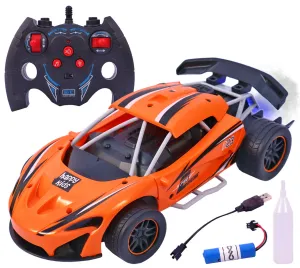 Toyshine Rechageable Hero Smoke Mist Spray Racing Runner Car Toys 2.4 GHz with LED Light and Sound Electric Toy for Kids- Orange