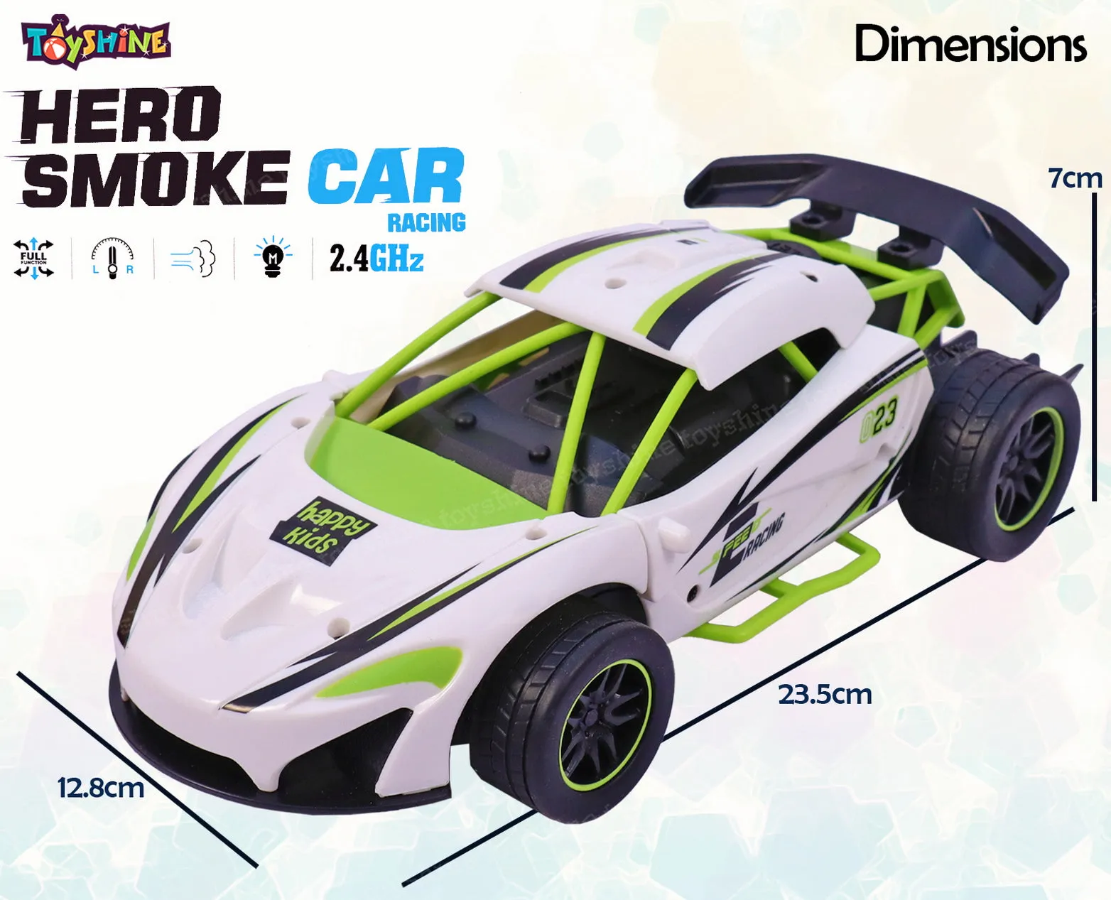 Toyshine Rechageable Hero Smoke Mist Spray Racing Runner Car Toys 2.4 GHz with LED Light and Sound Electric Toy for Kids