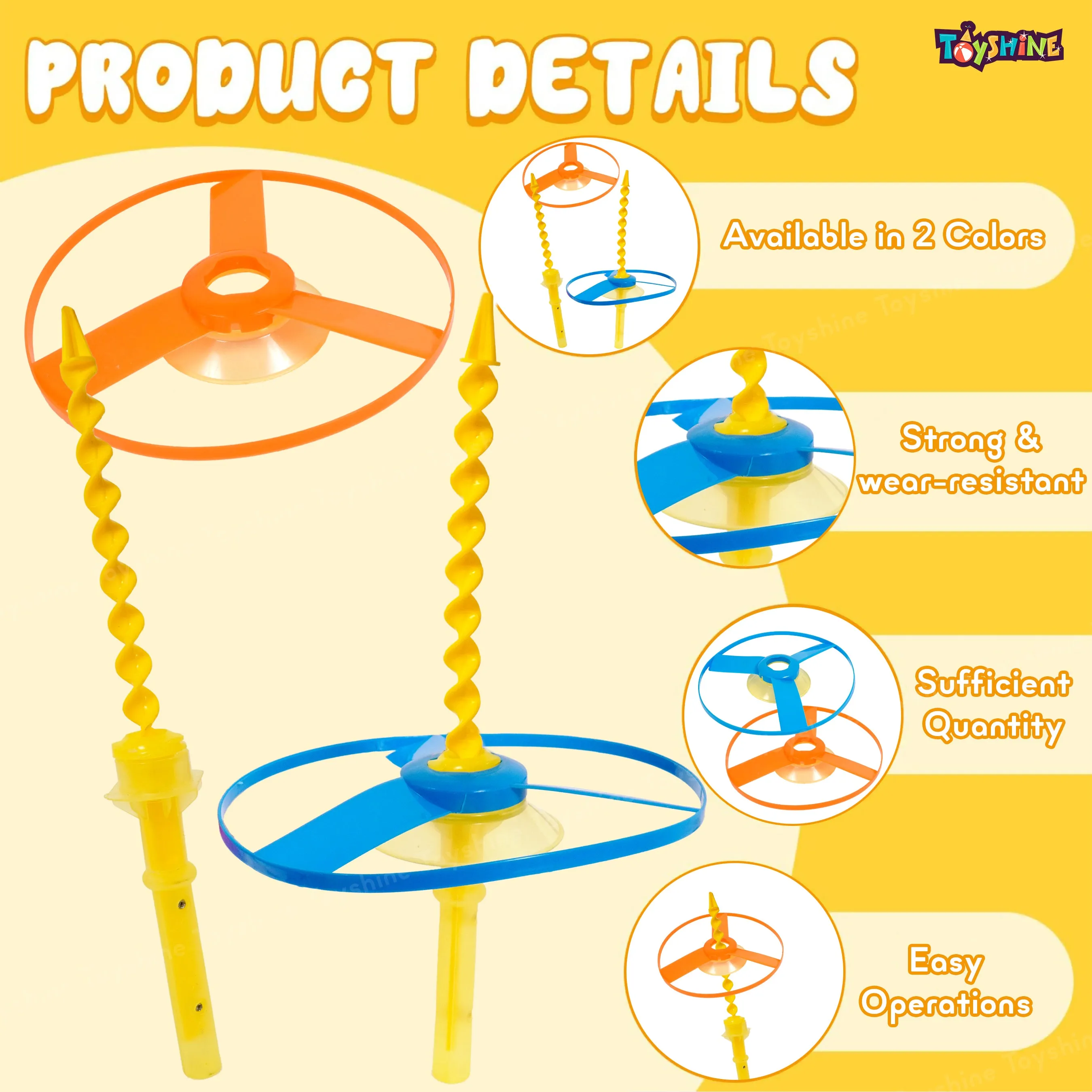 Toyshine Twisty Pull String Flying Saucer Fly and Catch Helicopter Toy Flies Upto 50 ft Outdoor and Indoor Play for Age 3 
