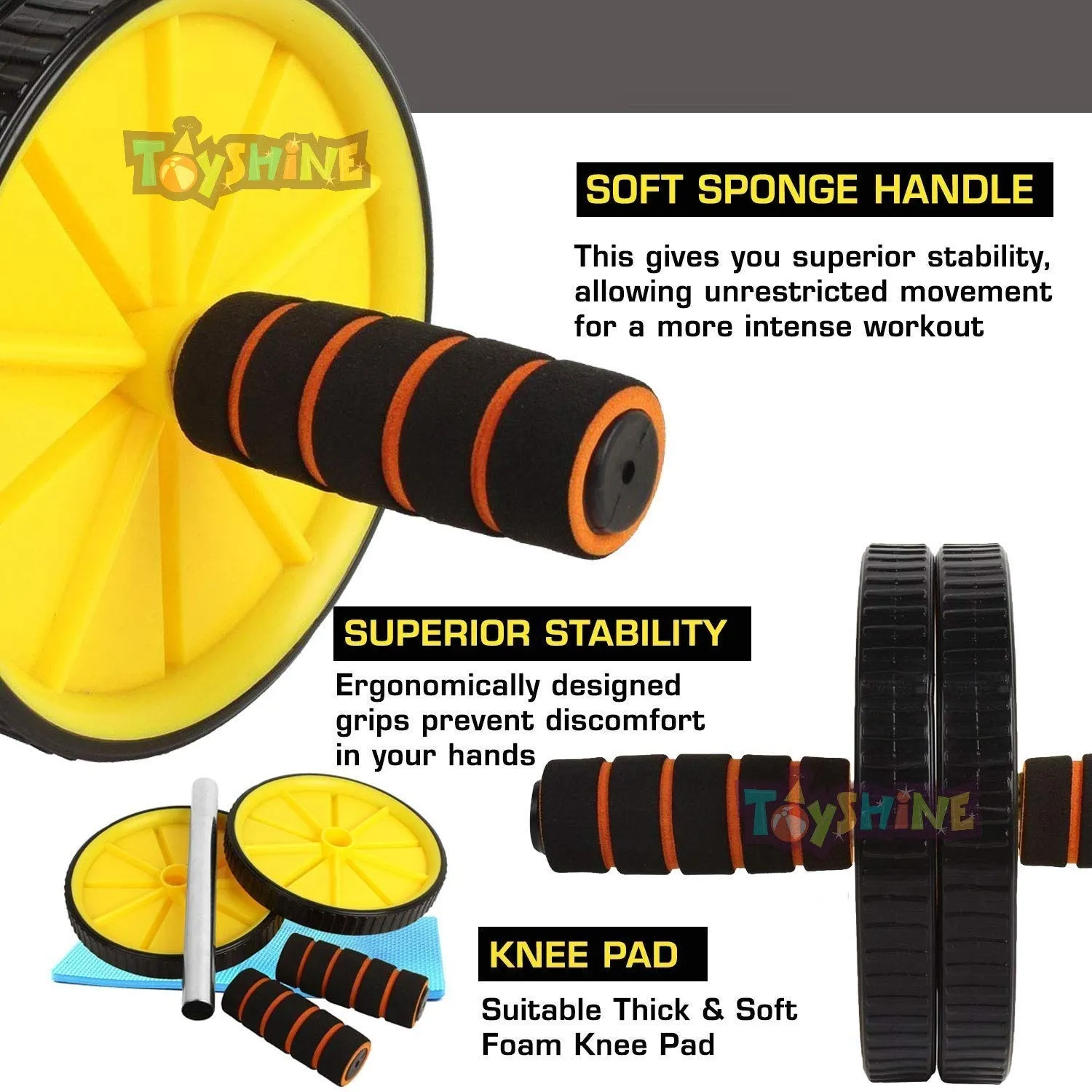 Toyshine Wheel Exerciser for Abs Workout, Abdominal Roller for Home Workout Equipment (SSTP)