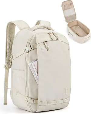 Travel Backpack for Women, 30L Travel Backpack Carry on Flight Approved, TSA Approved Personal Item Travel Bag, Water Resistant Weekender Bag Luggage Daypack, Beige